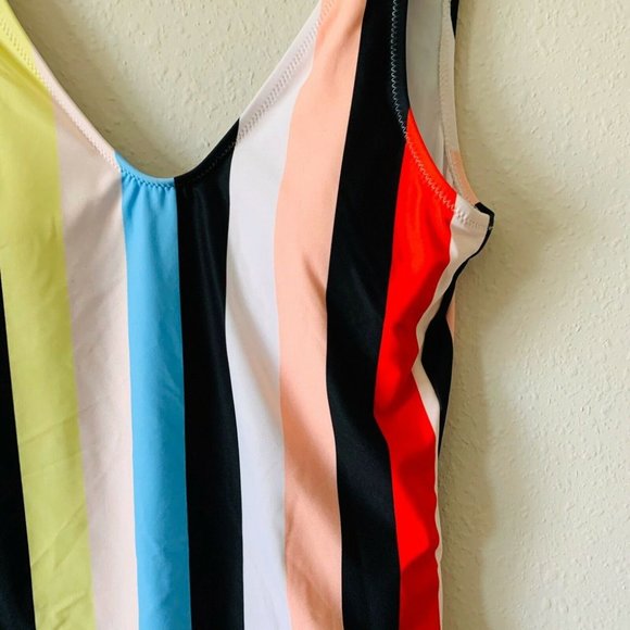 CupShe Rainbow Striped One Piece Bathing Suit - Picture 3 of 6
